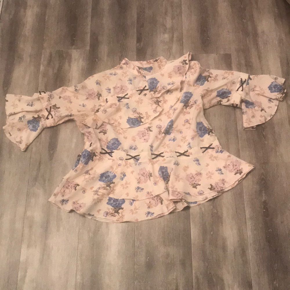 Multiple colored high neck blouse. UK 12